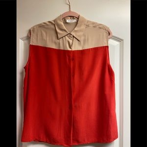 Sleeveless color block shirt